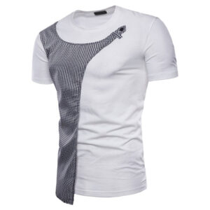 Slim Fit Black Patchwork T-Shirt